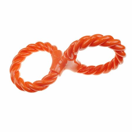 PETPALACE TPR & Rope Double Ring Twist Tug Toy, Orange PE3174943